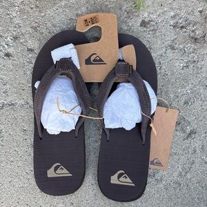 Quiksilver Brown and Tan Carver Suede Flip Flops